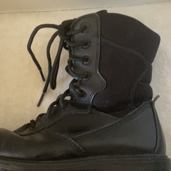 Black Combat Moto Boots with Lace-Up Design steel toe - Picture 7 of 8